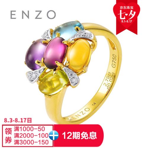 绚彩流光 Enzo彩虹系列黄18K金五色宝石戒指的时尚美学与镶嵌工艺